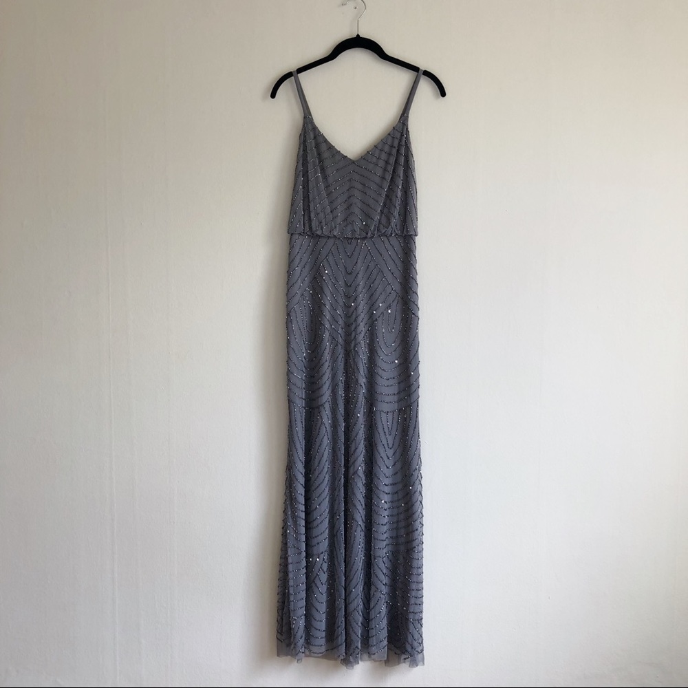 Adrianna Papell Art Deco Blouson Beaded Dress